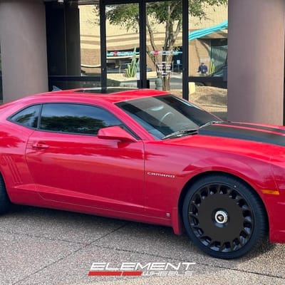 22 inch Staggered Asanti ABL-45 in Matte Black on a 2010 Chevrolet Camaro SS