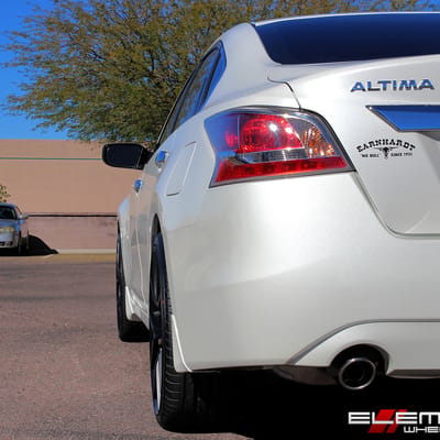 20x8.5 KMC Wishbone Satin Black on 2015 Nissan Altima w/ Specs