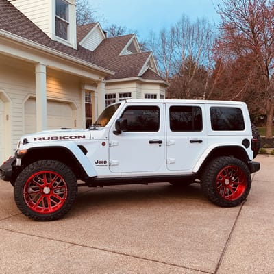 AXE AX2.2 Candy Red Milled (Compression Forged) On A Jeep Wrangler