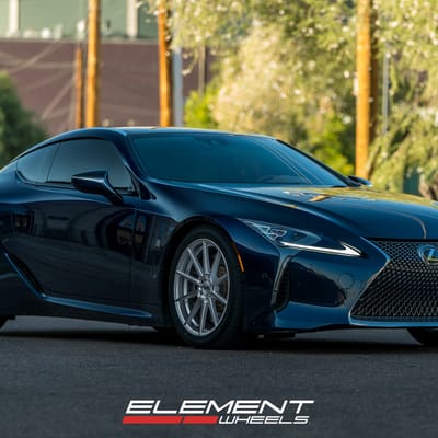 20 inch Staggered Variant Argon Silver Machined on a Lowered 2018 Lexus LC 500