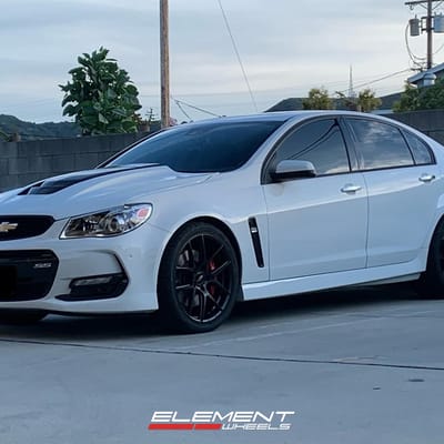 Staggered 20 Inch Ace Alloy AFF02 in Matte Black on a 2017 Chevrolet SS Sport Sedan