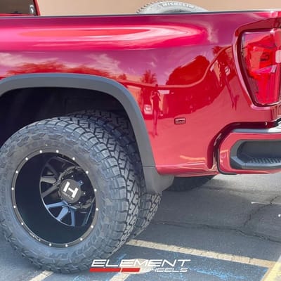 22 inch Hostile H402 Diablo in Asphalt on a 2024 Chevrolet Silverado 3500HD Dually