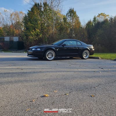 18 inch Staggered Aodhan DS06 in Silver w/ Machined Face on a 2004 Ford Mustang