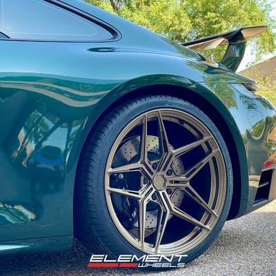20/21 Double Staggered Variant Zeno in Satin Bronze on a 2023 Porsche 911 Carrera 992