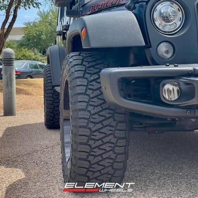 20 inch Force Off-Road F50 in Gloss Black w/ Red Milled on a 2018 Jeep Wrangler JK