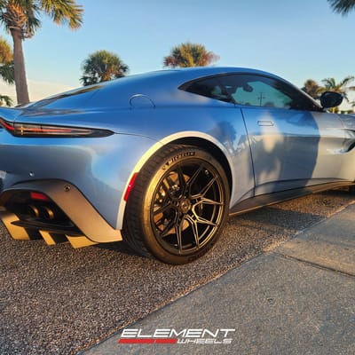 20 inch Staggered Variant Nysa in Satin Black on a 2020 Aston Martin Vantage