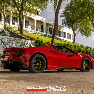 20 Inch Staggered Variant Krypton in Matte Black on a 2021 Ferrari F8 Spyder
