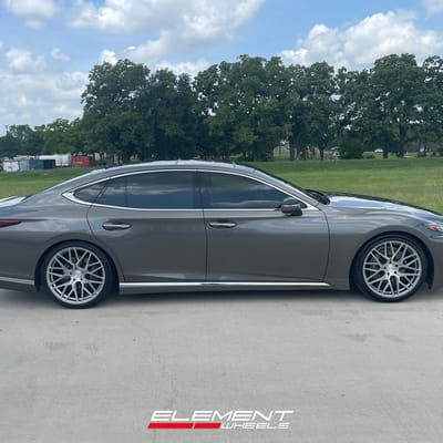 Staggered 21 inch Rohana RFX10 in Brushed Titanium on a 2018 Lexus LS 500
