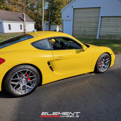19 inch Staggered MRR FS01 Brushed Tint on a 2014 Porsche Cayman S