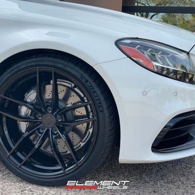 20 inch Staggered Variant Krypton in Gloss Black on a 2021 Mercedes-Benz C63