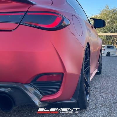 Staggered 19 inch Variant Helium in Satin Black on a 2018 Infiniti Q60