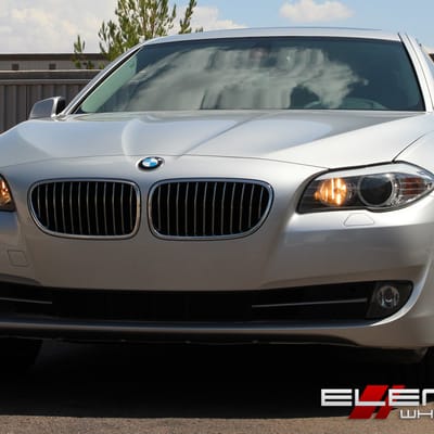 19 inch Staggered Roderick RW6 Silver w/ Brushed Face (Chrome Stainless Lip) on 2011 BMW 528i w/ Specs