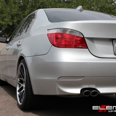 20 inch Roderick RW6 Black w/ Brushed Face (Chrome Stainless Lip) on 2004 BMW 530 w/ Specs