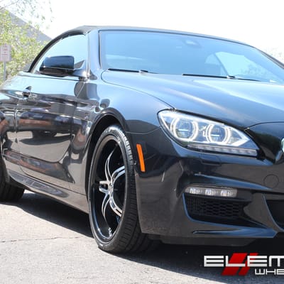 20 inch Staggered 2Crave No-14 Gloss Black w/ Machined Face and Gloss Black Lip on 2014 BMW 650i w/ Specs