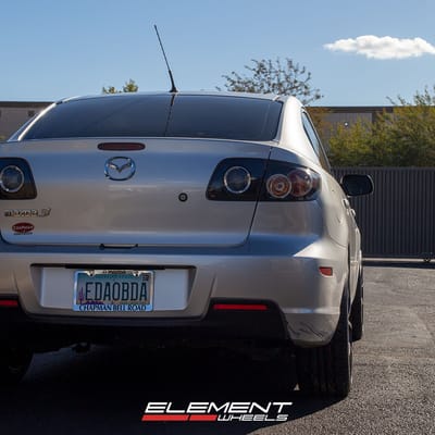 18 inch Niche Misano Satin Black M117 on a 2008 Mazda 3