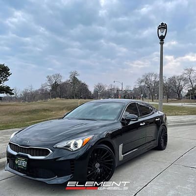 20 inch Staggered Lexani Wraith Full Gloss Black on a 2018 Kia Stinger