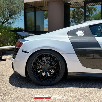 Staggered 19 inch Variant Radon in Gloss Piano Black on a 2008 Audi R8