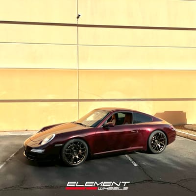 Staggered 19 Inch Ruger Mesh Matte Triple Bronze (Custom) on a 2007 Porsche 911 Carrera 997 Base Narrowbody