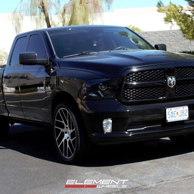 24 Inch Status Juggernaut Gloss Black Machined on 2015 Dodge RAM 1500