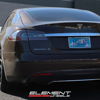 20 inch Staggered TSW Tabac Semi Gloss Black on a 2012 Tesla Model S 2WD