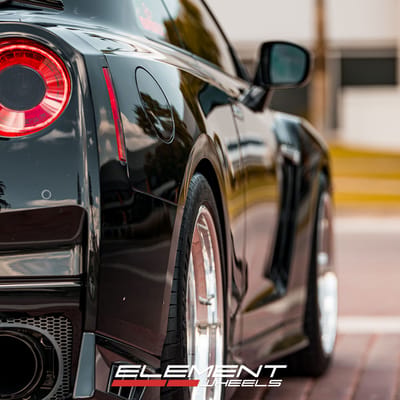 20 inch Staggered Variant EBU-3P Brushed Face w/ Polished Lip on a 2023 Nissan GTR