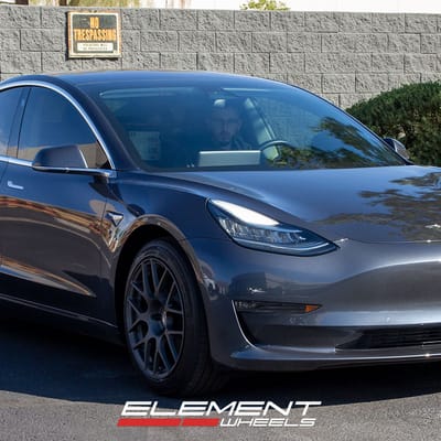 18 inch TSW Nurburgring Matte Gunmetal on a 2018 Tesla Model 3 RWD