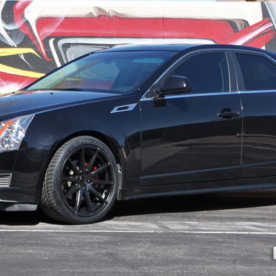 20 in staggered Verde V20 Insignia Satin Black on a 2012 Cadillac CTS Sedan w/ Specs