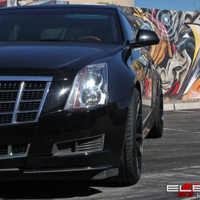 20 in staggered Verde V20 Insignia Satin Black on a 2012 Cadillac CTS Sedan w/ Specs