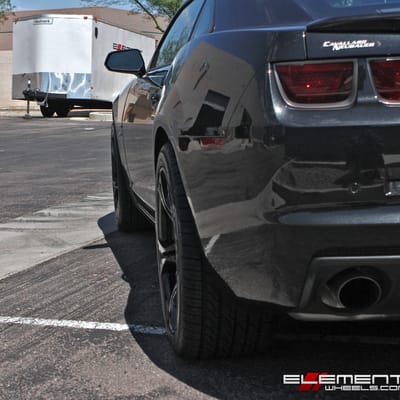 20 inch Staggered Camaro 1LE Replica Wheel 5th/6th Gen Gloss Black (Flow Forged) on a 2012 Chevy Camaro SS w/ Specs
