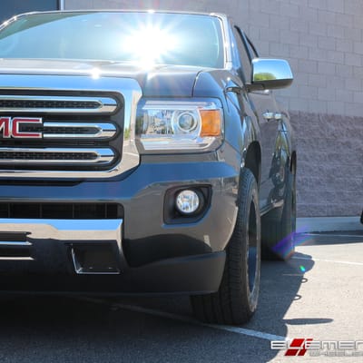 18x9 XD Series XD820 Grenade Satin Black w/Milled Accents wheels on 2016 GMC Canyon (Factory Height) w/ Specs