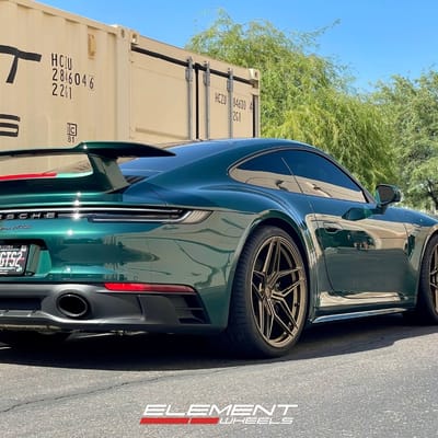 20/21 Double Staggered Variant Zeno in Satin Bronze on a 2023 Porsche 911 Carrera 992