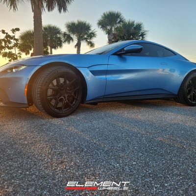 20 inch Staggered Variant Nysa in Satin Black on a 2020 Aston Martin Vantage