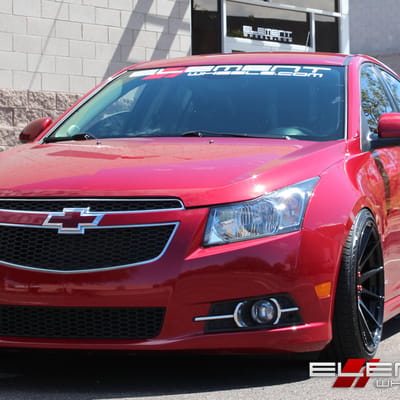 19x9.5 Ground Force GF06 Gloss Black (Extreme Concave) on 2013 Chevy Cruze Lowered w/ Specs
