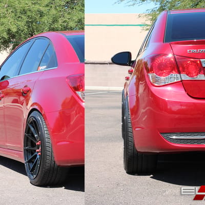 19x9.5 Ground Force GF06 Gloss Black (Extreme Concave) on 2013 Chevy Cruze Lowered w/ Specs