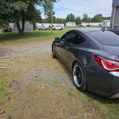 Staggered 18 inch MRR GT1 in Black w/ Machined Lip on a 2015 Hyundai Genesis Coupe