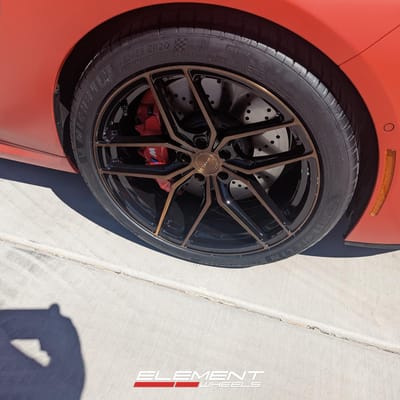 Staggered 20 Inch Stance Wheels SF03 Gloss Black with Polished Liquid Bronze Face on a 2020 BMW M8