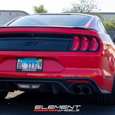 20 inch Staggered XO Madrid Matte Black w/ Milled Spoke & Brushed Tinted Face on a 2018 Ford Mustang