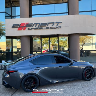 19 Staggered Vossen HF-5 in Gloss Black on a 2024 Lexus IS 350 F Sport