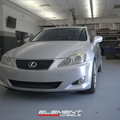 Staggered 20 Inch Ferrada FR4 in Machine Silver w/ Chrome lip on a 2007 Lexus IS250 RWD