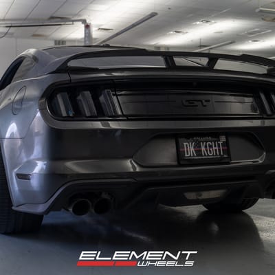 Staggered 20 Inch Ferrada Fr3 in Matte Black w/ Gloss Black Lip on a 2019 Ford Mustang GT w 6 Piston Brembo Brakes