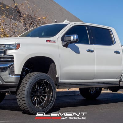 22 inch AXE Offroad Hades Gloss Black Milled on a 2020 Chevrolet Silverado 1500 Duramax 4WD