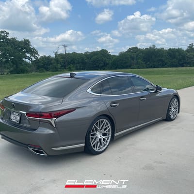 Staggered 21 inch Rohana RFX10 in Brushed Titanium on a 2018 Lexus LS 500