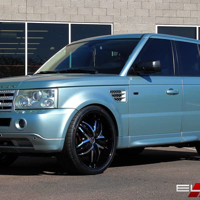 24 inch Diablo Angel Gloss Black w/ Chrome Insert Wheels on 2008 Range Rover Sport HSE w/ Specs