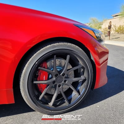 Staggered 20 inch Ferrada FR2 in Matte Black w/ Gloss Black Lip on a 2021 Kia Stinger GT