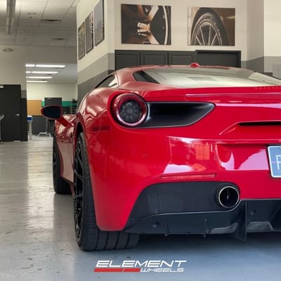 20 and 21 inch Staggered Variant Aure Gloss Black on a 2016 Ferrari 488 GTB