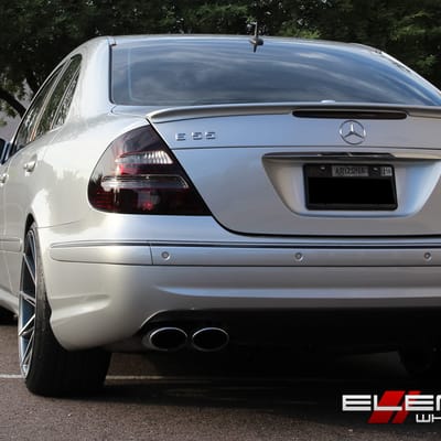 20 inch Staggered Verde V25 Quantum Matte Graphite w/ Machined Face on 2005 Mercedes E55 AMG w/ Specs