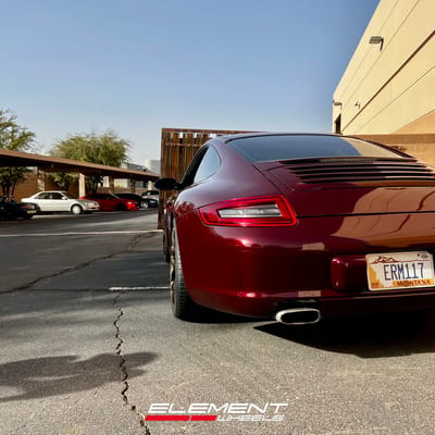 Staggered 19 Inch Ruger Mesh Matte Triple Bronze (Custom) on a 2007 Porsche 911 Carrera 997 Base Narrowbody