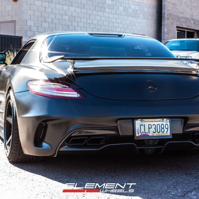 20 and 21 inch Staggered Rotiform PNT 3-Piece Wheels Matte Black on 2011 Mercedes SLS AMG