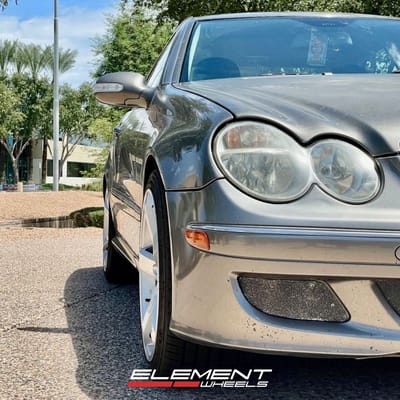 18 inch Staggered MRR VP5 in Gloss Silver Machined on a 2009 Mercedes-Benz CLK550