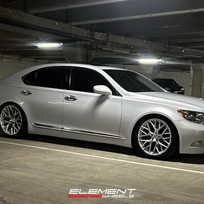 Staggered 20 inch Aodhan AFF9 in Gloss Silver Machined on an Lexus LS460